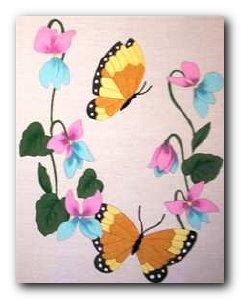 Transfer T4596 Butterflies & Pastel Flowers